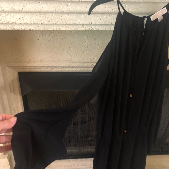 🖤MICHAEL KORS Elegant Long Slv Cold Shouldr Full-Length Flare Leg Pant Jumpsuit - Picture 7 of 13